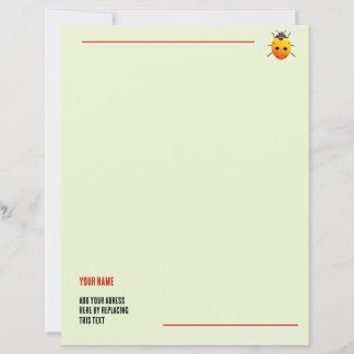 Yellow Ladybug Custom Name and Address