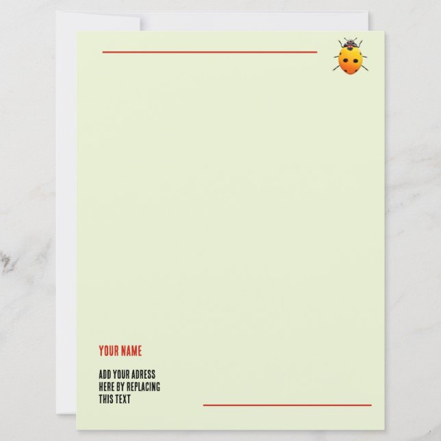 Yellow Ladybug Custom Name and Address (Front)