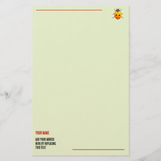 Yellow Ladybug Custom Name and Address Stationery
