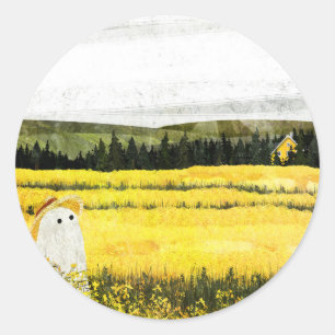 Yellow Landscape Classic Round Sticker