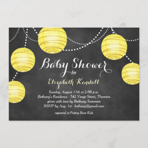 Yellow Lanterns on Chalk Baby Shower Invitation