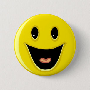 Yellow Laughing Smile Face 6 Cm Round Badge