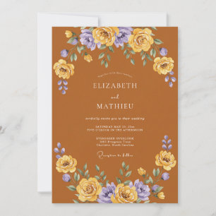Yellow Lavender Blossom Flourish Wedding Invitation