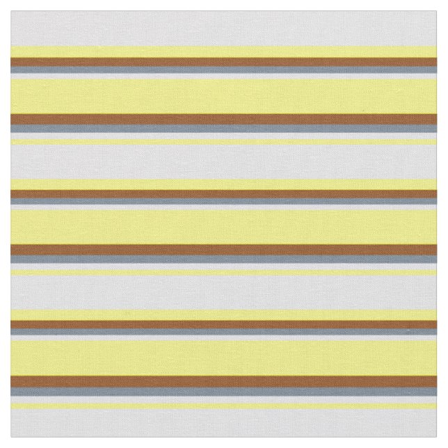 Yellow, Lavender, Slate Grey & Brown Coloured Fabric (Close Up)