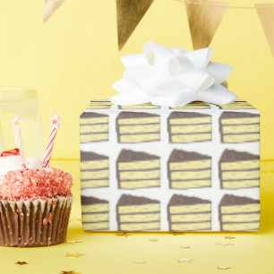 Yellow Layer Cake Slice Foodie Baking Dessert Wrapping Paper