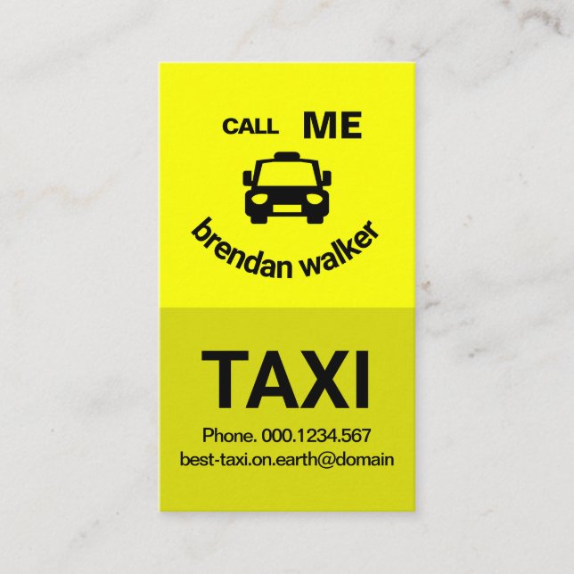 Yellow Layer Cute Smiling Taxi Face Cab Driver Business Card (Front)