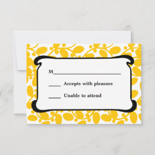 Yellow Leafy RSVP Card