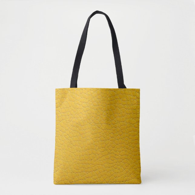 Yellow leather effect pattern tote bag (Front)