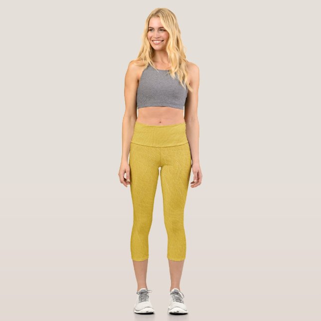 Yellow leather (lookalike) capris (Front)