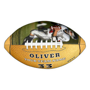 Yellow Leather Print Team Player Number Photo Football