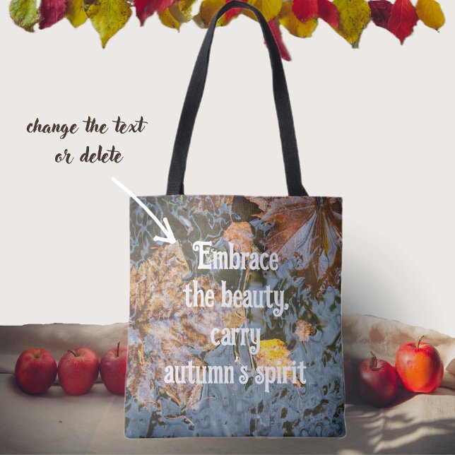 Yellow leaves in the in the stream  tote bag (Creator Uploaded)