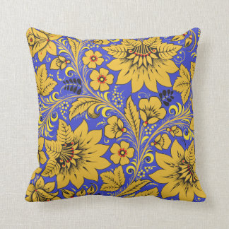 Yellow Leaves Khokhloma Cushion