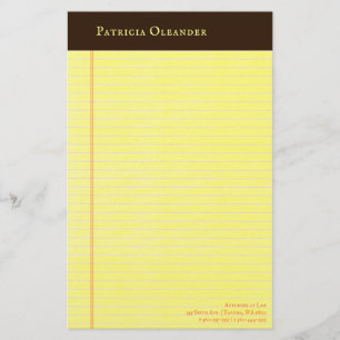 Yellow Legal Pad Dark Brown Binding Stationery