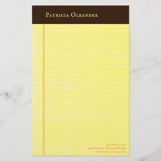 Yellow Legal Pad Dark Brown Binding Stationery (Front)