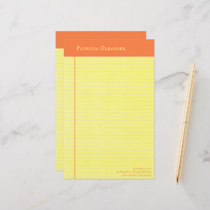 Yellow Legal Pad Style Peach Top Stationery