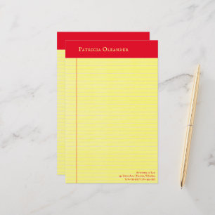 Yellow Legal Pad Style Peach Top Stationery
