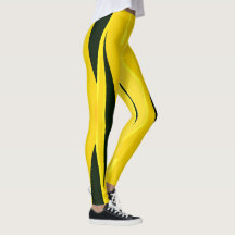 Yellow Leggings With Wavy Black Stripes