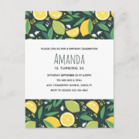 Yellow Lemon and Green Lime Fruit Pattern Birthday