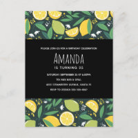 Yellow Lemon and Green Lime Fruit Pattern Birthday