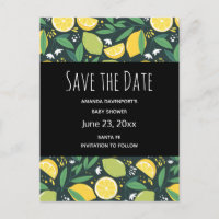Yellow Lemon and Lime Fruit Pattern Save the Date