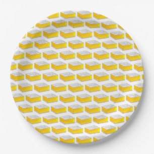 Yellow Lemon Bar Square Foodie Baked Goods Sweet Paper Plate