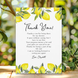 Yellow Lemon Bridal Shower Party Thank You Card