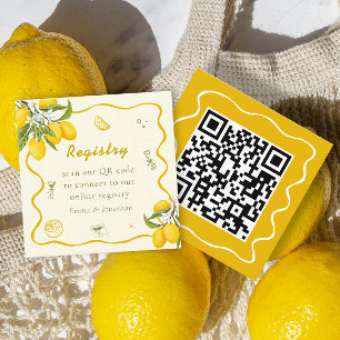 Yellow Lemon Bridal Shower Registry Qr Code Enclosure Card