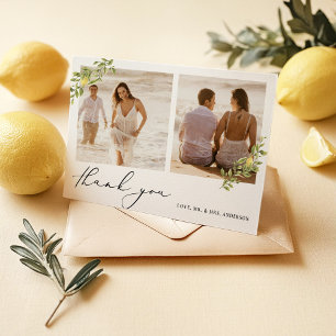 Yellow Lemon Citrus Calligraphy Wedding Thank You Card