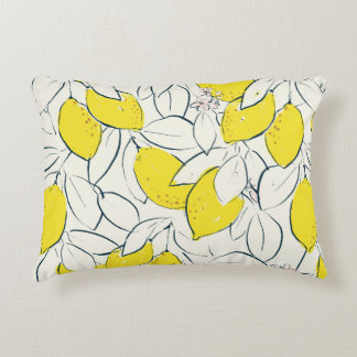 Yellow lemon citrus fruit hand drawn illustration  decorative cushion