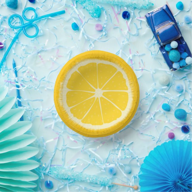 Yellow Lemon Citrus Fruit Slice  Artistic   Paper Plate (Party)