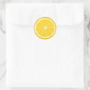Yellow lemon citrus fruit slice round classic round sticker