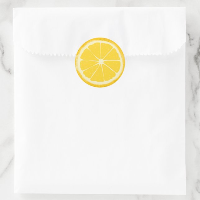Yellow lemon citrus fruit slice  round  classic round sticker (Bag)