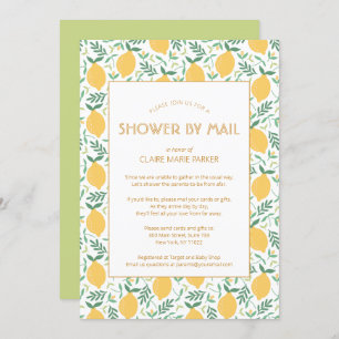 Yellow Lemon Citrus Greenery Baby Shower by Mail   Invitation