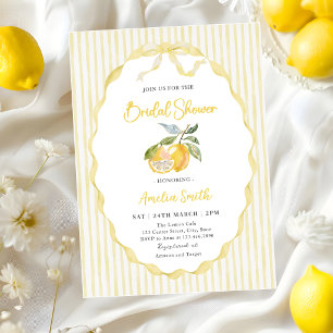 Yellow Lemon Citrus Stripes Bridal Shower Invitation