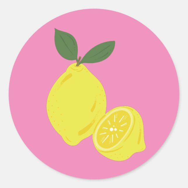 Yellow Lemon Classic Round Sticker (Front)
