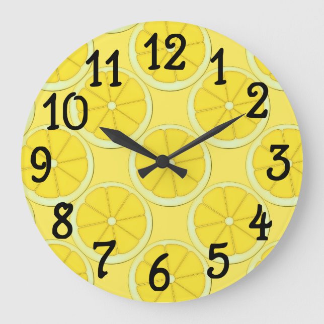 Yellow Lemon Design Kitchen Wall Clock (Front)