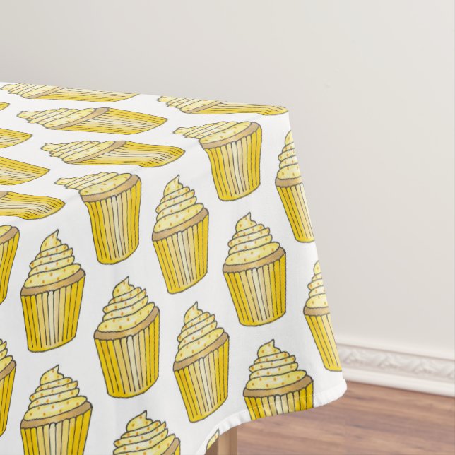 Yellow Lemon Frosted Cupcake Cake Dessert Foodie Tablecloth (In Situ)
