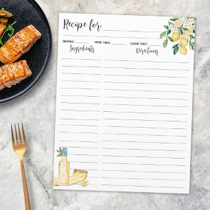 Yellow Lemon Fruit and Blue Strips Recipe Insert