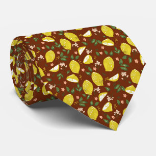 Yellow lemon fruit bright summer patten tie