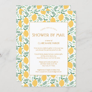 Yellow Lemon Fruit Foliage Baby Shower by Mail Invitation