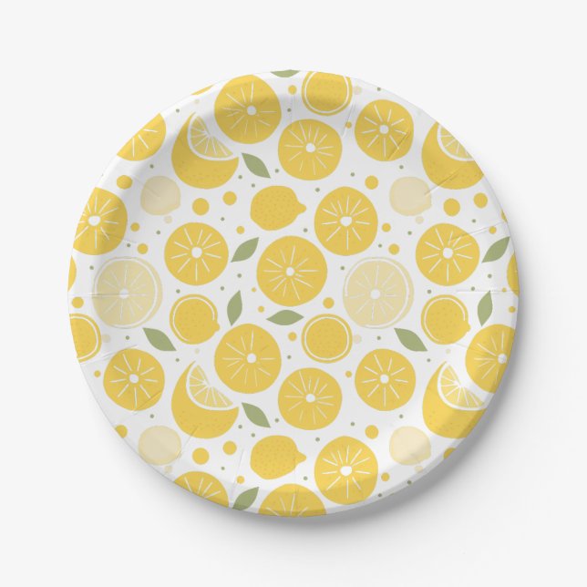 Yellow Lemon Fruit Party: Main Squeeze Lem-One-Ade Paper Plate (Front)