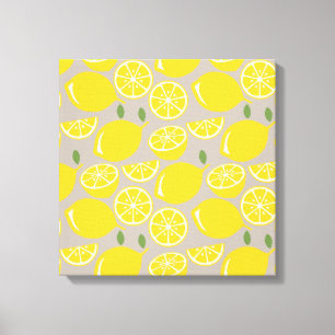 Yellow lemon fruit pattern canvas print