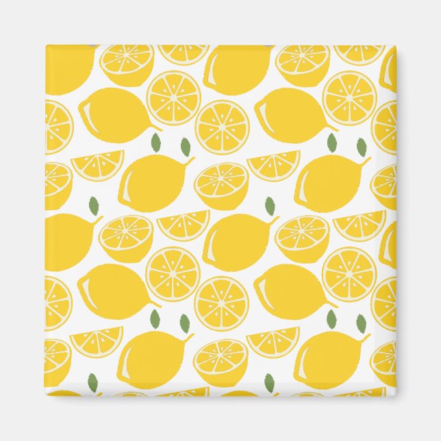 Yellow lemon fruit pattern magnet (Front)