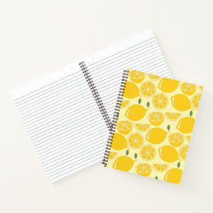 Yellow lemon fruit pattern notebook