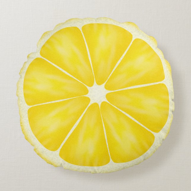 Yellow Lemon Fruit Slice by Cindy Bendel Round Cushion (Front)