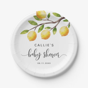 Yellow Lemon Gender Neutral Baby Shower  Paper Plate