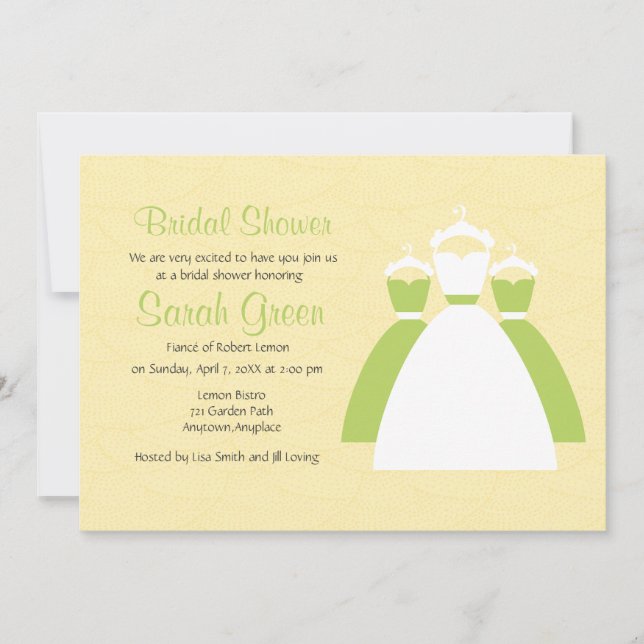 Yellow Lemon Green Custom Bridal Shower Invites (Front)