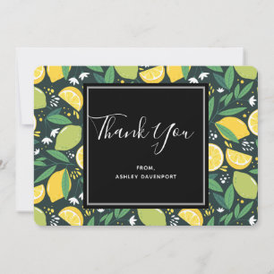 Yellow Lemon & Green Lime Fruit Pattern Thank You Card