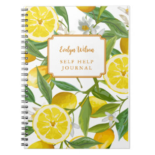 Yellow Lemon Grove Bright Summer Personalised Name Notebook