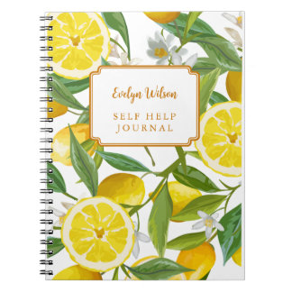 Yellow Lemon Grove Bright Summer Personalised Name Notebook